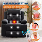 COZONY 42 Lift Recliner Chair, Oversized PU Leather Power Lift Sofa with Massage & Heat, Dual Cup Holders, Side Pockets for Living Room