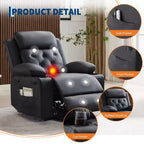 COZONY 42 Lift Recliner Chair, Oversized PU Leather Power Lift Sofa with Massage & Heat, Dual Cup Holders, Side Pockets for Living Room