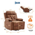 COZONY 42 Lift Recliner Chair, Oversized PU Leather Power Lift Sofa with Massage & Heat, Dual Cup Holders, Side Pockets for Living Room