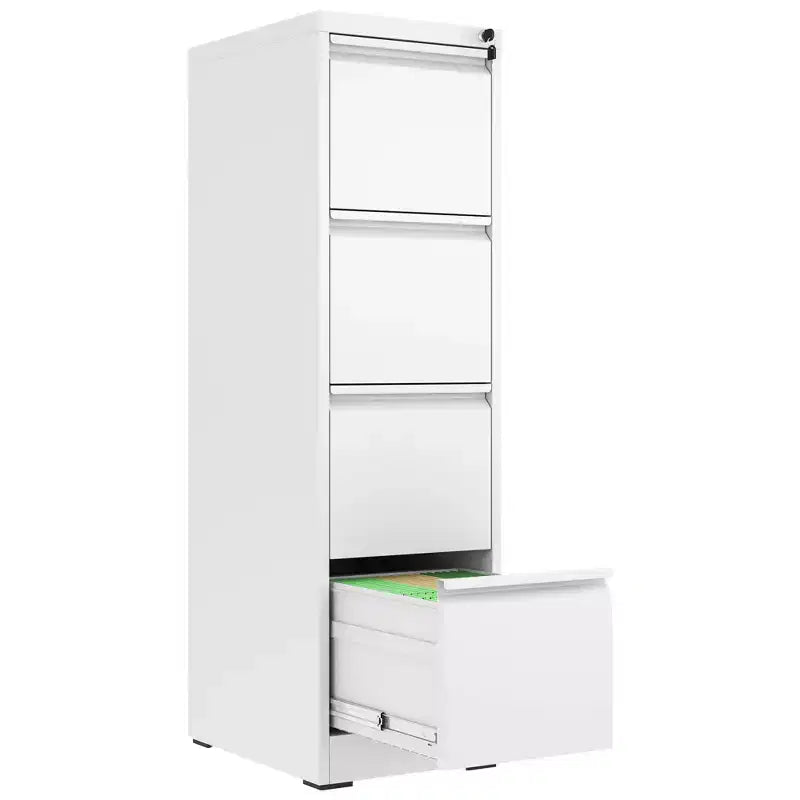 VIYET 52H 4-Drawer White Metal Vertical File Cabinet with Lock, Steel Filing Cabinet for Home Office, Fits A4/Legal/Letter