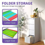 VIYET 52H 4-Drawer White Metal Vertical File Cabinet with Lock, Steel Filing Cabinet for Home Office, Fits A4/Legal/Letter