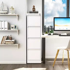VIYET 52H 4-Drawer White Metal Vertical File Cabinet with Lock, Steel Filing Cabinet for Home Office, Fits A4/Legal/Letter