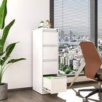 VIYET 52H 4-Drawer White Metal Vertical File Cabinet with Lock, Steel Filing Cabinet for Home Office, Fits A4/Legal/Letter