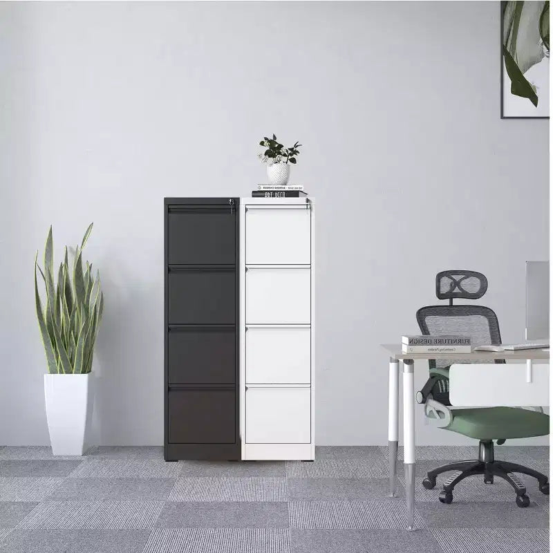 VIYET 52H 4-Drawer White Metal Vertical File Cabinet with Lock, Steel Filing Cabinet for Home Office, Fits A4/Legal/Letter