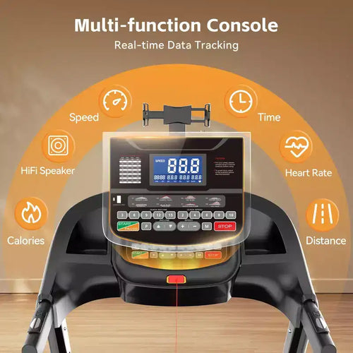 400lbs Capacity Treadmill, Folding Treadmill with 20%Incline, Electric Treadmill with APP Control, 0.6-12MPH, 64+3+3+1Programs, Shock Absorption