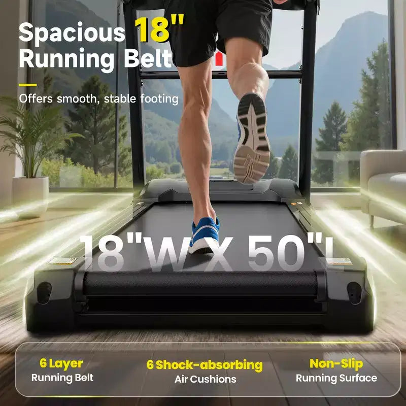 Tapis roulant elettrico pieghevole per casa, motore da 5HP, capacità 180 kg, velocità fino a 19 km/h con inclinazione automatica del 20%, controllo tramite APP e Bluetooth