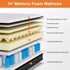 Queen Mattress on Sale, Hybrid Mattress Queen Size with Comfy Support, Bed Mattresses with Individual Pocket Springs for Motion Isolation