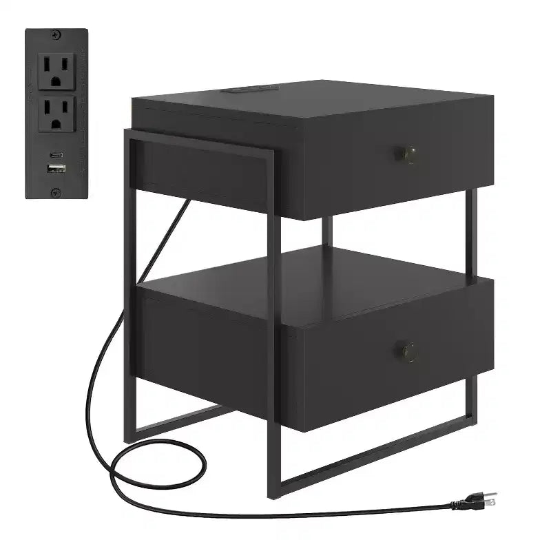 Boyd Sleep Pesaro Modern Nightstand with Charging Station, End Table with USB Ports and Outlets