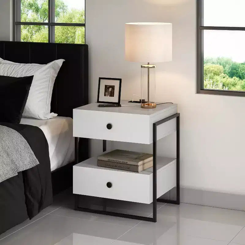 Boyd Sleep Pesaro Modern Nightstand with Charging Station, End Table with USB Ports and Outlets