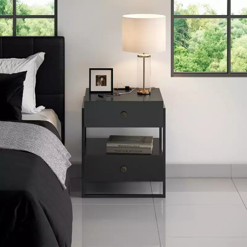 Boyd Sleep Pesaro Modern Nightstand with Charging Station, End Table with USB Ports and Outlets