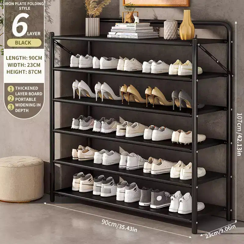 AEELLEEA Scarpiera sottile salvaspazio - Organizzatore per scarpe con struttura robusta in metallo per 10-20 paia, nero rustico, ideale per l'ingresso