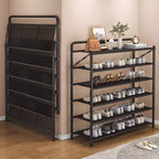 AEELLEEA Scarpiera sottile salvaspazio - Organizzatore per scarpe con struttura robusta in metallo per 10-20 paia, nero rustico, ideale per l'ingresso