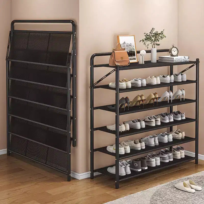 AEELLEEA Scarpiera sottile salvaspazio - Organizzatore per scarpe con struttura robusta in metallo per 10-20 paia, nero rustico, ideale per l'ingresso