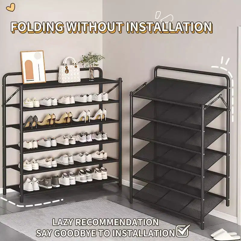 AEELLEEA Scarpiera sottile salvaspazio - Organizzatore per scarpe con struttura robusta in metallo per 10-20 paia, nero rustico, ideale per l'ingresso