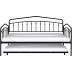 Twin Day Bed with Trundle Bed Twin, Sturdy Metal Frame, Daybed with Trundle Bed Frame, Mattress Foundation with Metal Slats Support