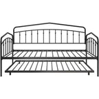 Twin Day Bed with Trundle Bed Twin, Sturdy Metal Frame, Daybed with Trundle Bed Frame, Mattress Foundation with Metal Slats Support