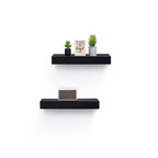 18.11 Mensola galleggiante nera in legno, con staffa invisibile, perfetta per l'arredo di bagno/camera da letto/cucina o come espositore per libri/piante, facile da installare.