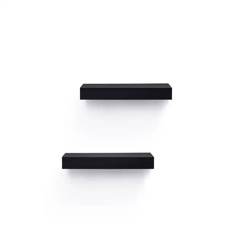 18.11 Black Floating Shelf C invisible-bracket wood wall mount, perfect bathroom/bedroom/kitchen dcor or book/plant display, easy install.