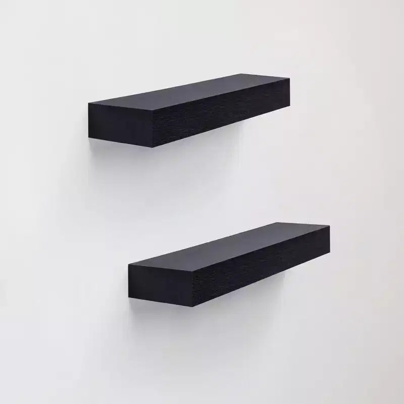 18.11 Black Floating Shelf C invisible-bracket wood wall mount, perfect bathroom/bedroom/kitchen dcor or book/plant display, easy install.