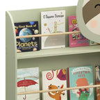Sloth Kids Bookshelf, Front-Facing Toddler Book Display Rack with 3 Tiers, Cute Animal Design, Wooden Nursery Bookshelf for Playroom