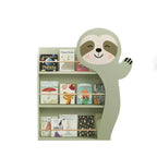 Sloth Kids Bookshelf, Front-Facing Toddler Book Display Rack with 3 Tiers, Cute Animal Design, Wooden Nursery Bookshelf for Playroom
