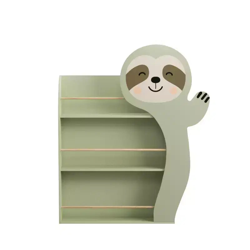 Sloth Kids Bookshelf, Front-Facing Toddler Book Display Rack with 3 Tiers, Cute Animal Design, Wooden Nursery Bookshelf for Playroom
