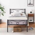 Twin Bed Frames for Kids, Platform Metal Bed Frame with Headboard & Footboard,Heavy Duty Bed Slats Support, No Box Spring Needed,Noise Free,Black