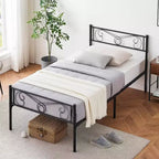 Twin Bed Frames for Kids, Platform Metal Bed Frame with Headboard & Footboard,Heavy Duty Bed Slats Support, No Box Spring Needed,Noise Free,Black