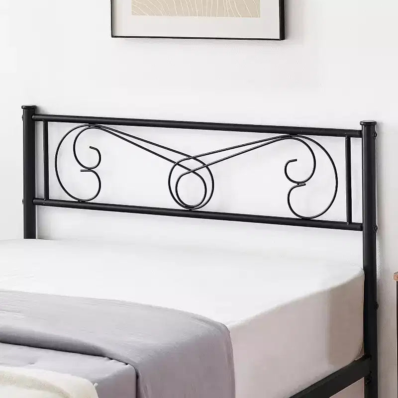 Letti a castello per bambini, Struttura letto a piattaforma in metallo con testiera e pediera, Supporto a doghe per letto resistente, Non richiede box spring, Silenzioso, Nero