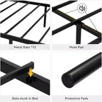 Twin Bed Frames for Kids, Platform Metal Bed Frame with Headboard & Footboard,Heavy Duty Bed Slats Support, No Box Spring Needed,Noise Free,Black