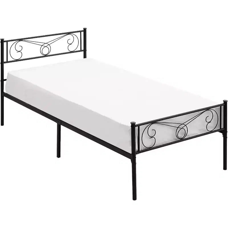 Twin Bed Frames for Kids, Platform Metal Bed Frame with Headboard & Footboard,Heavy Duty Bed Slats Support, No Box Spring Needed,Noise Free,Black
