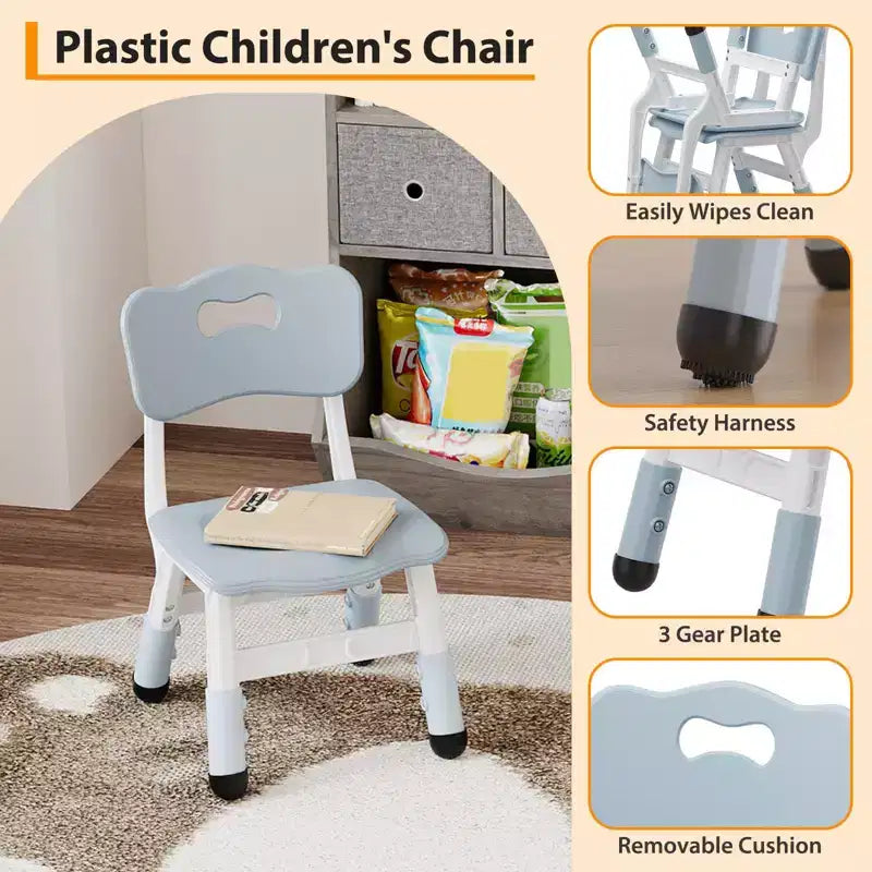 2-Pack Kids Chair,3-Level Height Adjustable Plastic Toddler Chair for Children (Age 2-6) - Ideal for Home, Classroom & Nursery Use
