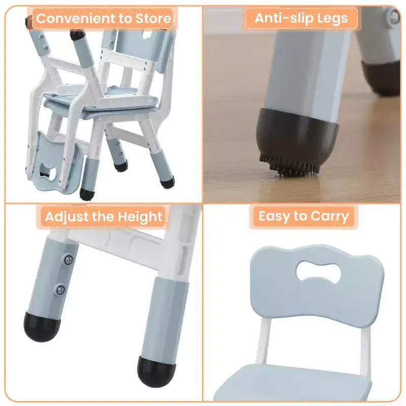 2-Pack Kids Chair,3-Level Height Adjustable Plastic Toddler Chair for Children (Age 2-6) - Ideal for Home, Classroom & Nursery Use