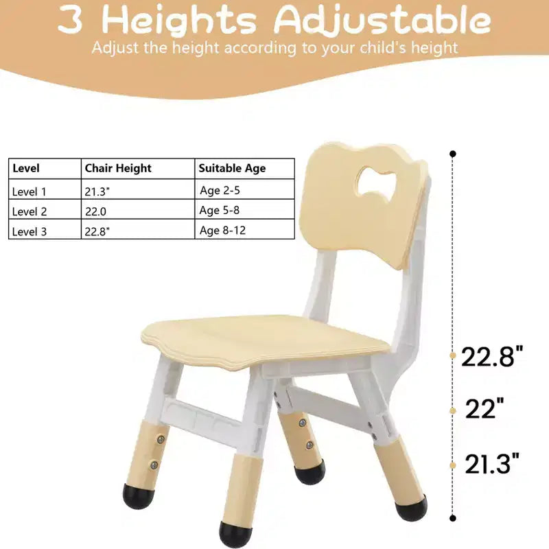2-Pack Kids Chair,3-Level Height Adjustable Plastic Toddler Chair for Children (Age 2-6) - Ideal for Home, Classroom & Nursery Use