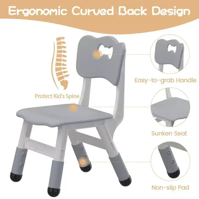 2-Pack Kids Chair,3-Level Height Adjustable Plastic Toddler Chair for Children (Age 2-6) - Ideal for Home, Classroom & Nursery Use