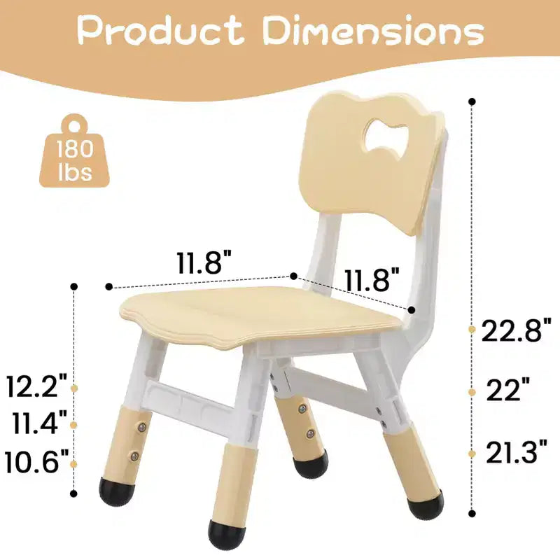 2-Pack Kids Chair,3-Level Height Adjustable Plastic Toddler Chair for Children (Age 2-6) - Ideal for Home, Classroom & Nursery Use
