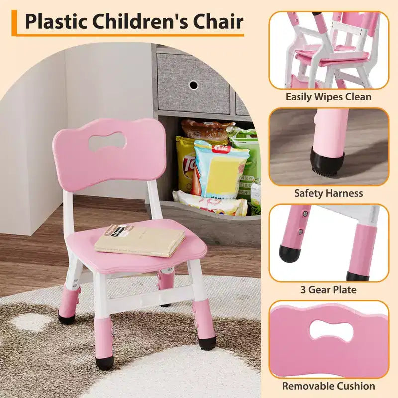 2-Pack Kids Chair,3-Level Height Adjustable Plastic Toddler Chair for Children (Age 2-6) - Ideal for Home, Classroom & Nursery Use