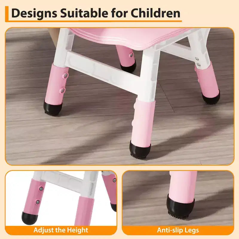 2-Pack Kids Chair,3-Level Height Adjustable Plastic Toddler Chair for Children (Age 2-6) - Ideal for Home, Classroom & Nursery Use