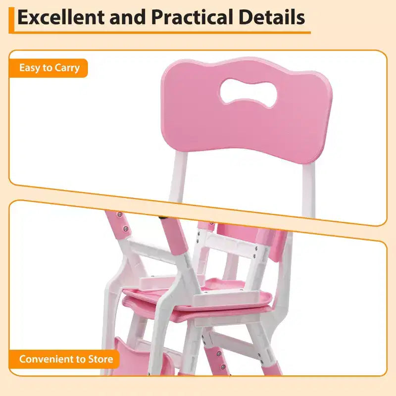 2-Pack Kids Chair,3-Level Height Adjustable Plastic Toddler Chair for Children (Age 2-6) - Ideal for Home, Classroom & Nursery Use