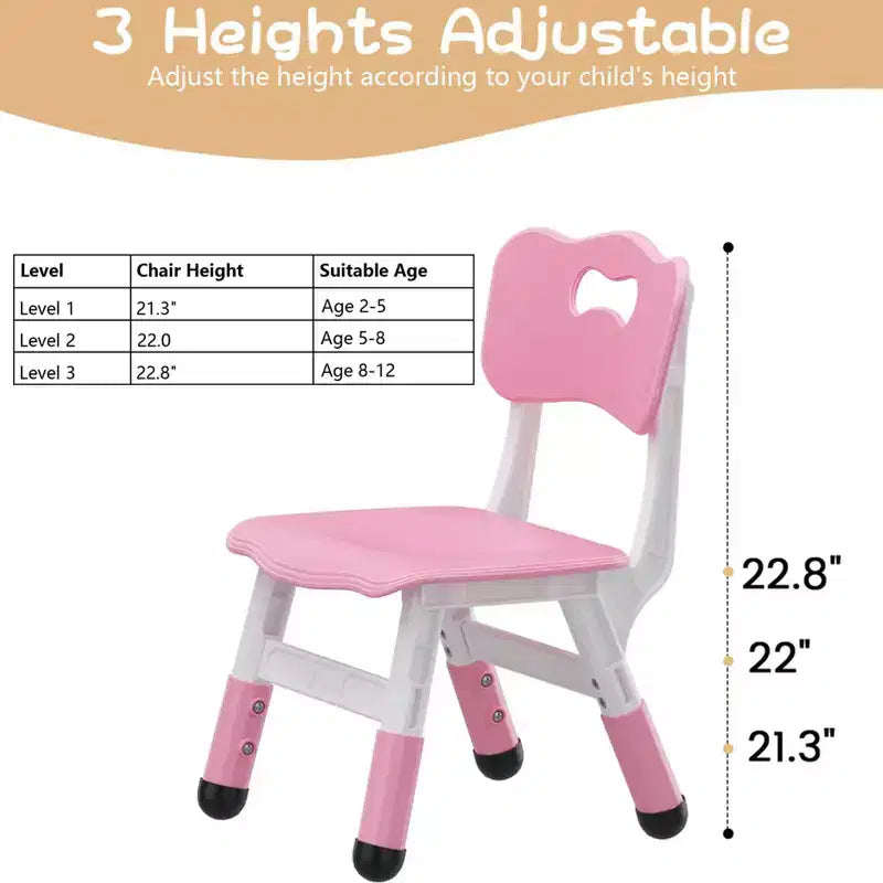 2-Pack Kids Chair,3-Level Height Adjustable Plastic Toddler Chair for Children (Age 2-6) - Ideal for Home, Classroom & Nursery Use