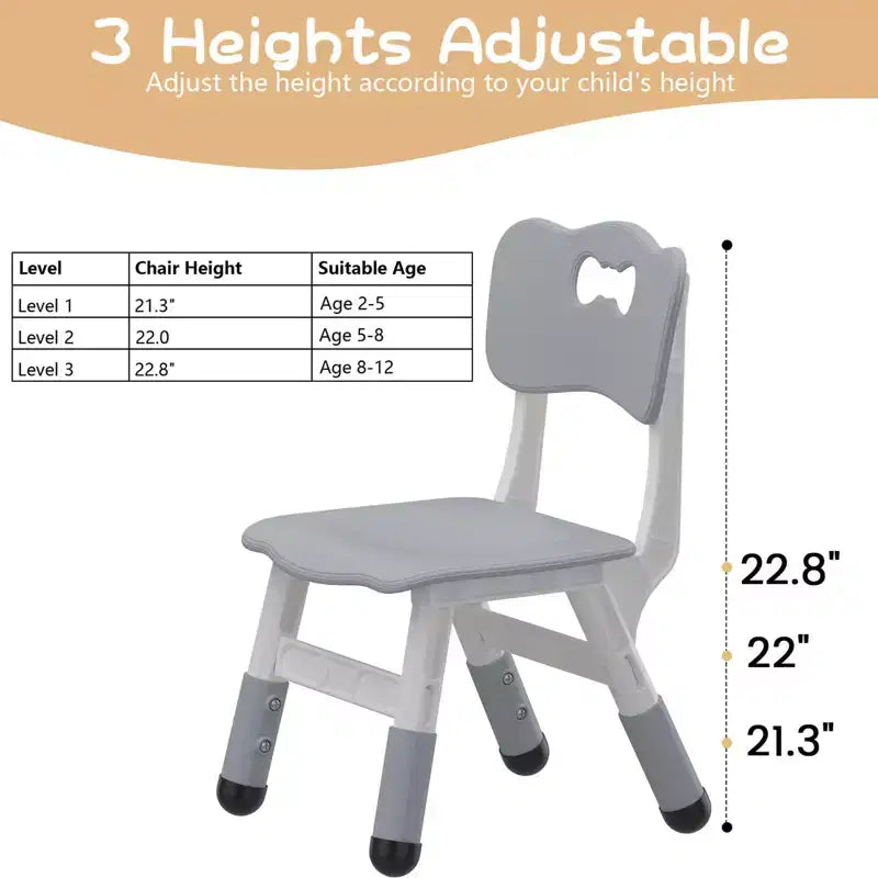 2-Pack Kids Chair,3-Level Height Adjustable Plastic Toddler Chair for Children (Age 2-6) - Ideal for Home, Classroom & Nursery Use