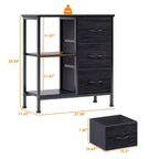 Cassettiera a 3 cassetti con ripiano aperto, supporto per stampante in legno con contenitore, schedario in tessuto per documenti A4/lettere per ufficio domestico