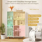 Costway Free Standing Storage Cabinet with 5 Open Shelves Double Door Cabinet Metal Legs Black/White