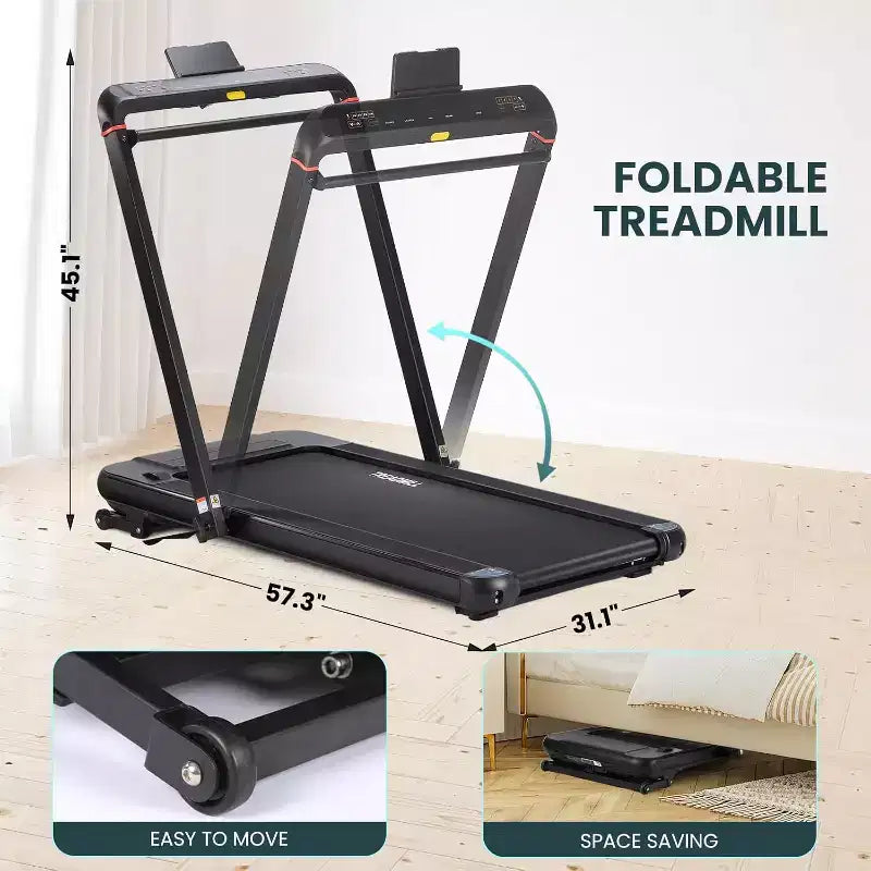 Tapis Roulant 2-in-1 da Sotto Scrivania con Inclinazione Automatica, Pedana da Camminata e Macchina da Jogging, Telecomando, Display a LED, Tapis Roulant Portatile per Uso Domestico