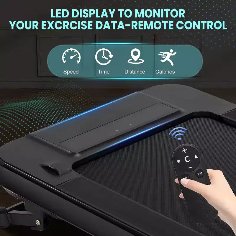 Tapis Roulant 2-in-1 da Sotto Scrivania con Inclinazione Automatica, Pedana da Camminata e Macchina da Jogging, Telecomando, Display a LED, Tapis Roulant Portatile per Uso Domestico