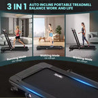 Tapis Roulant 2-in-1 da Sotto Scrivania con Inclinazione Automatica, Pedana da Camminata e Macchina da Jogging, Telecomando, Display a LED, Tapis Roulant Portatile per Uso Domestico
