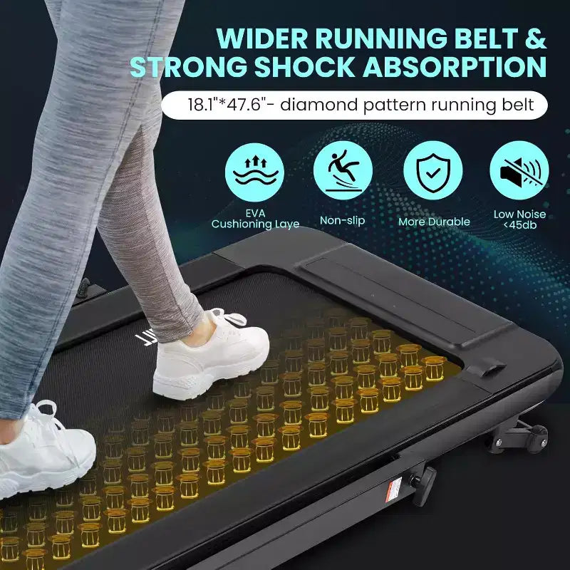 Tapis Roulant 2-in-1 da Sotto Scrivania con Inclinazione Automatica, Pedana da Camminata e Macchina da Jogging, Telecomando, Display a LED, Tapis Roulant Portatile per Uso Domestico