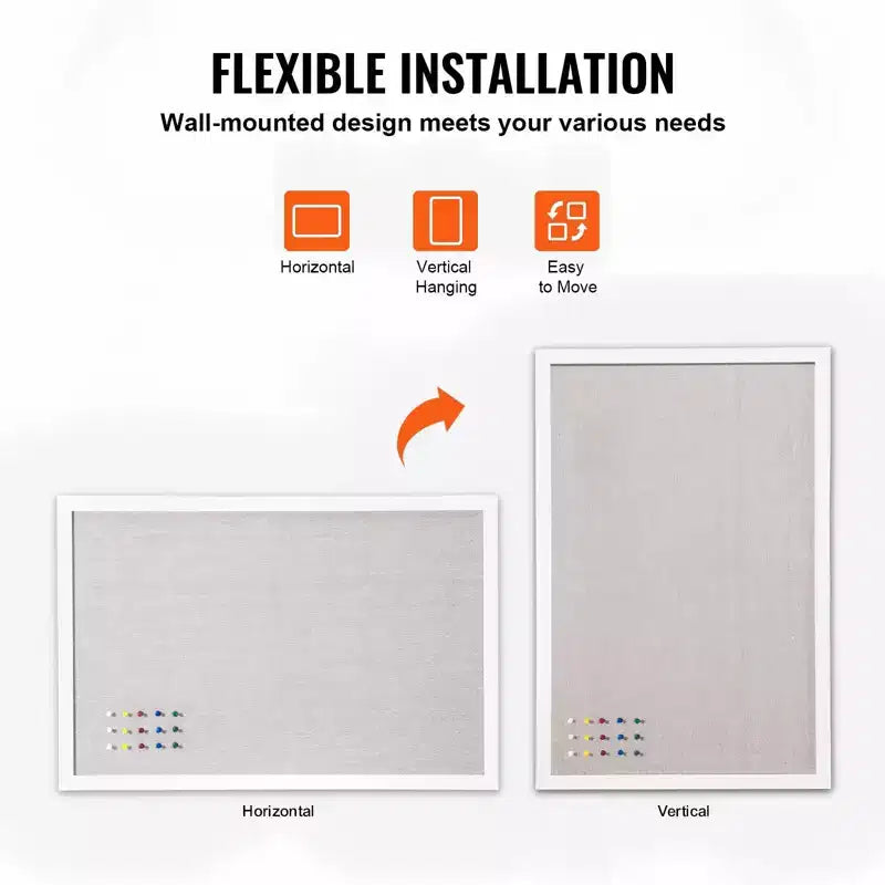 30 x 20 in Linen Cork Bulletin Board with White MDF Frame for Home Office School