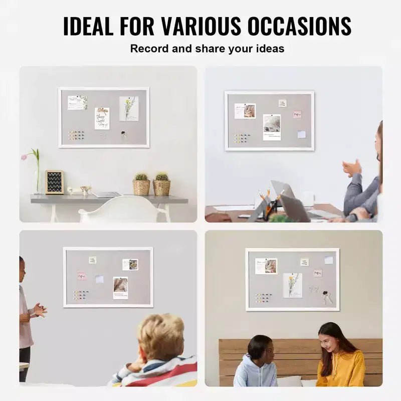 30 x 20 in Linen Cork Bulletin Board with White MDF Frame for Home Office School