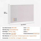 30 x 20 in Linen Cork Bulletin Board with White MDF Frame for Home Office School